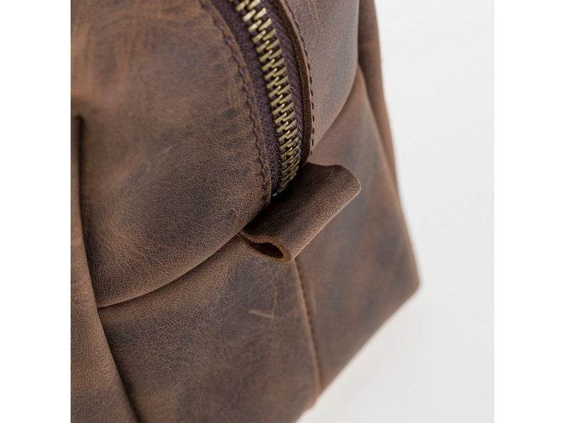 Eve Dopp Kit, Hakiki Deri, El Yapımı, Kişisel Bakım Çantası, XL Ölçü, G6 Kahverengi