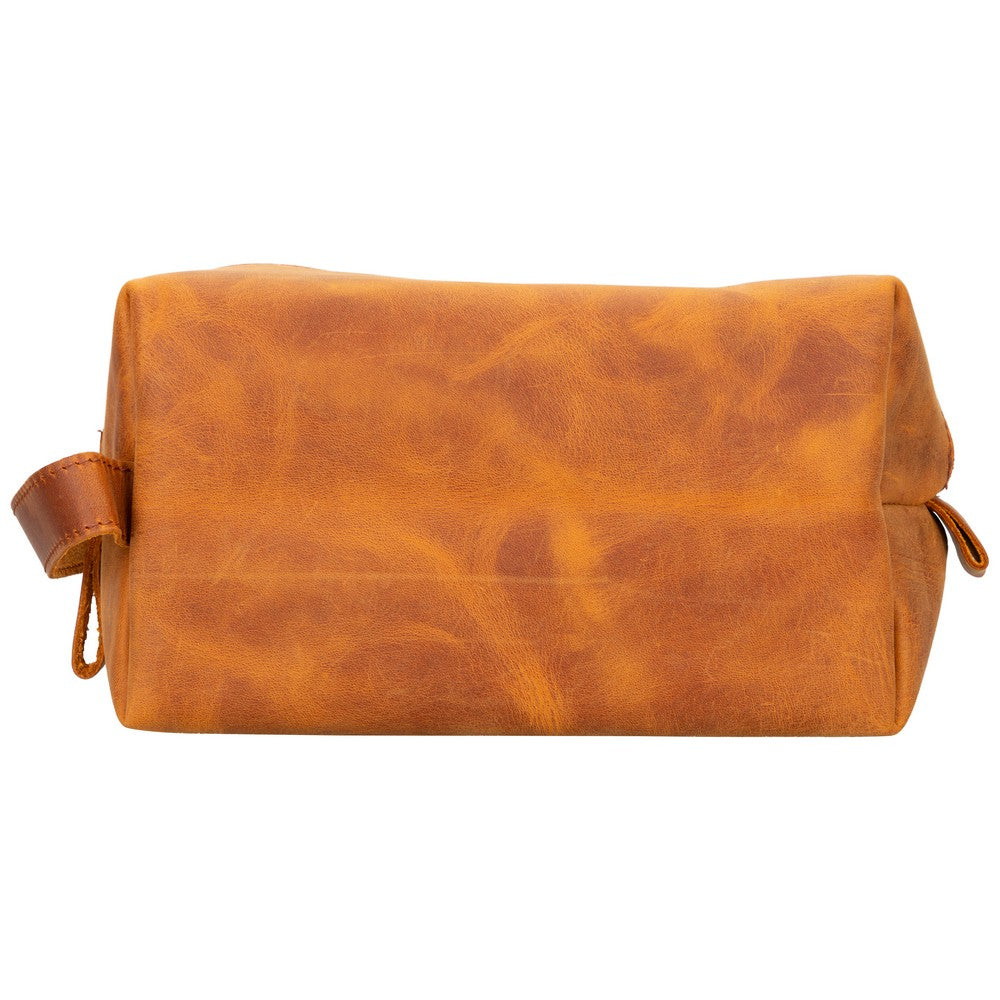 Eve Dopp Kit, Hakiki Deri, El Yapımı, Kişisel Bakım Çantası, XL Ölçü, Antik Karamel Renk