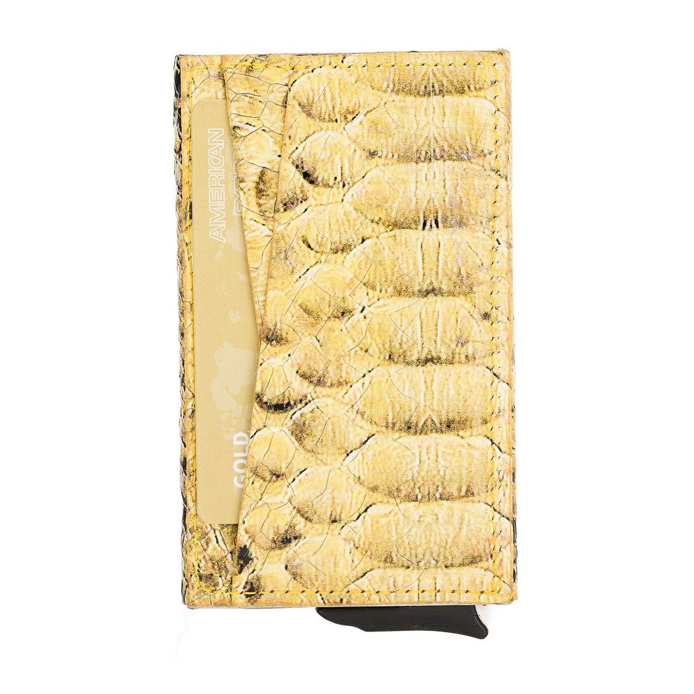 Fernando Hakiki Deri, El Yapımı, Pop-Up Kartlık, 7 Adet kart kapasiteli, Yılan desen, Sarı