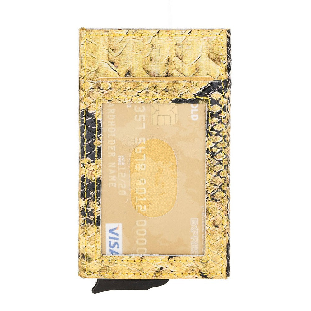 Fernando Hakiki Deri, El Yapımı, Pop-Up Kartlık, 7 Adet kart kapasiteli, Yılan desen, Sarı