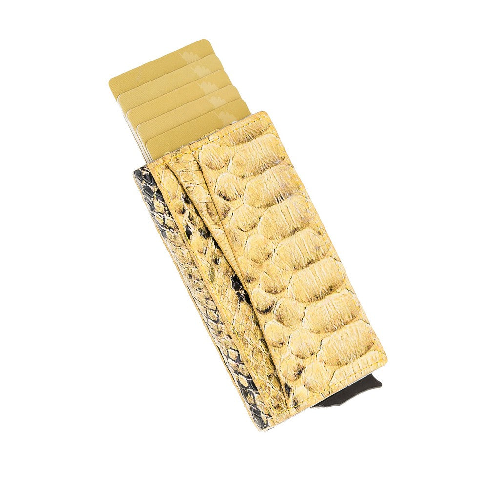 Fernando Hakiki Deri, El Yapımı, Pop-Up Kartlık, 7 Adet kart kapasiteli, Yılan desen, Sarı