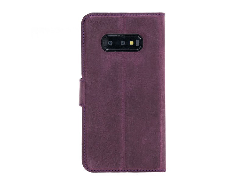 Samsung Galaxy S10E uyumlu, Hakiki Deri, El Yapımı, Cüzdanlı Kılıf, Foncaze G7 Mor