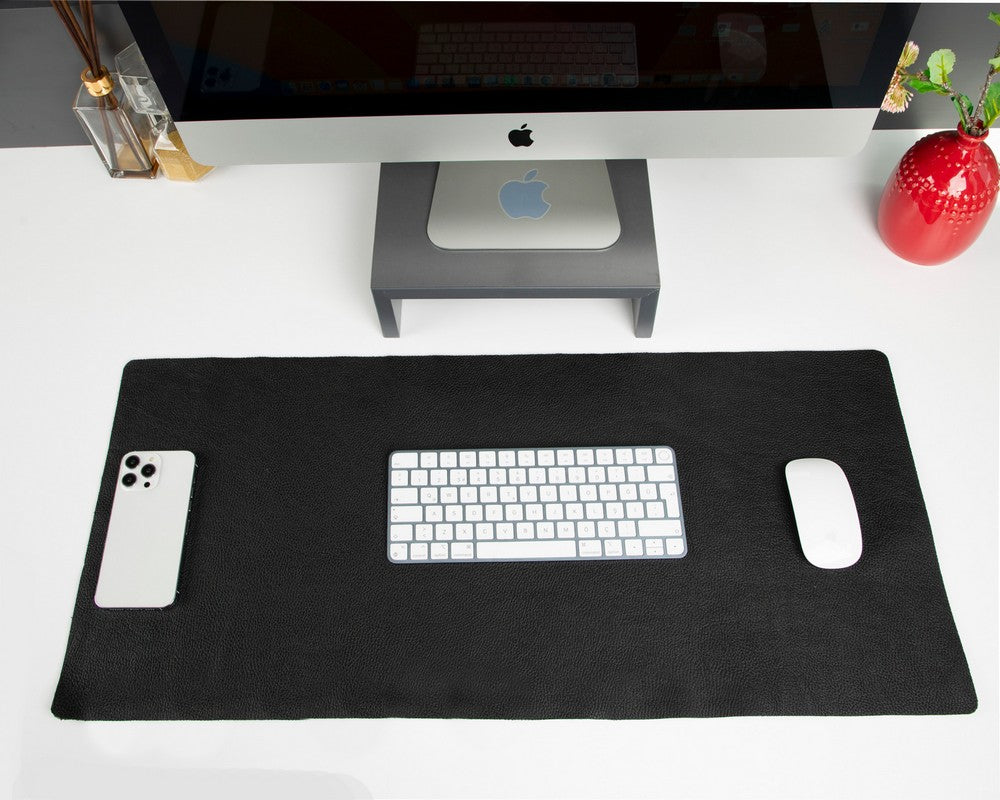 Gerçek Deri Masa Matı 80*37cm Kömür Siyah