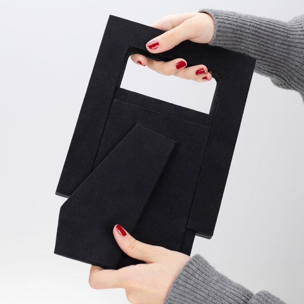 Hakiki Deri, El Yapımı Fotoğraf Çerçevesi, 22x17cm (15x10 foto) Rustik Siyah