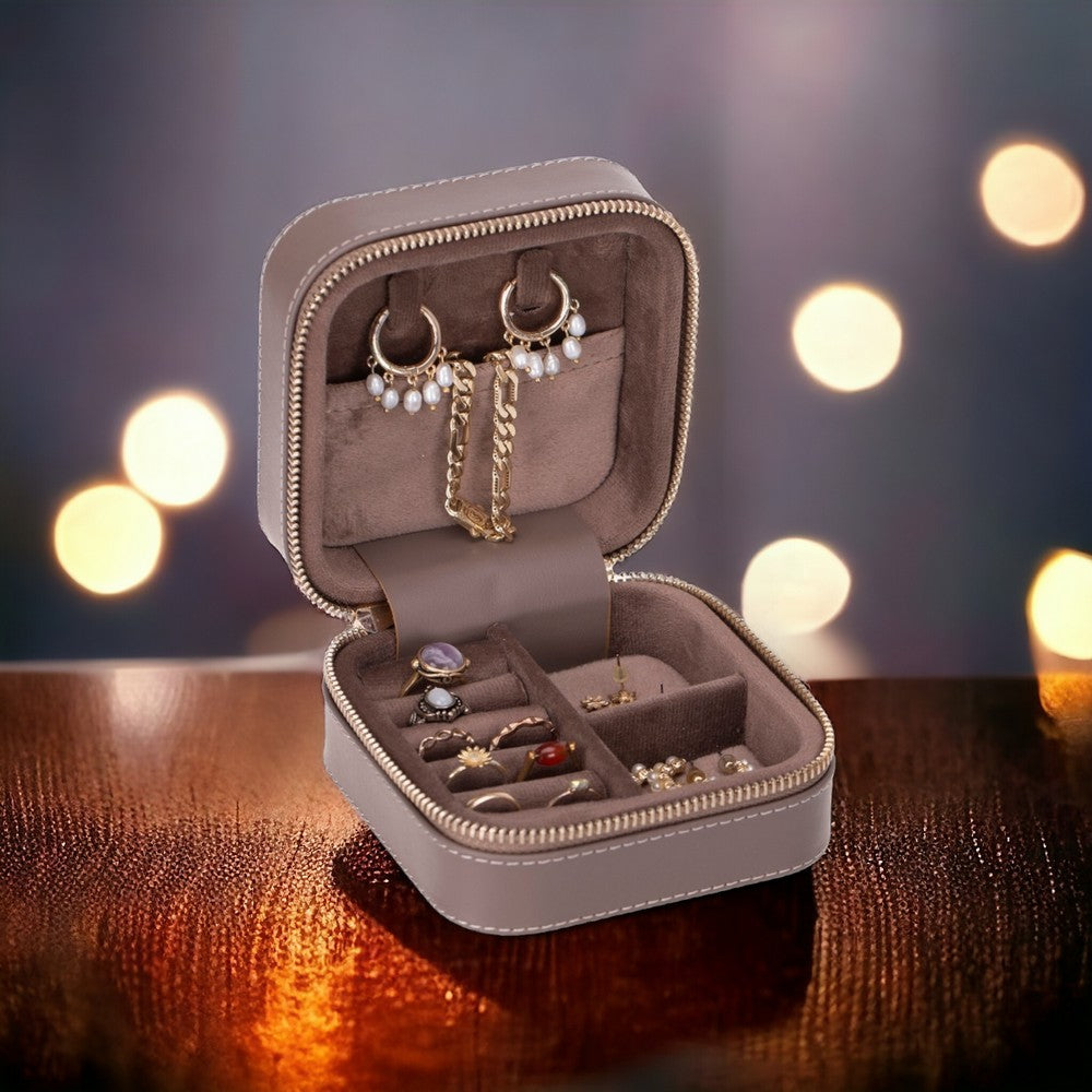 Hakiki Deri, El Yapımı, Seyahat Boy Takı Organizer Kutusu, Mücevher Aksesuar Çantası, Küpe Kolye Yüzük Düzenleyici