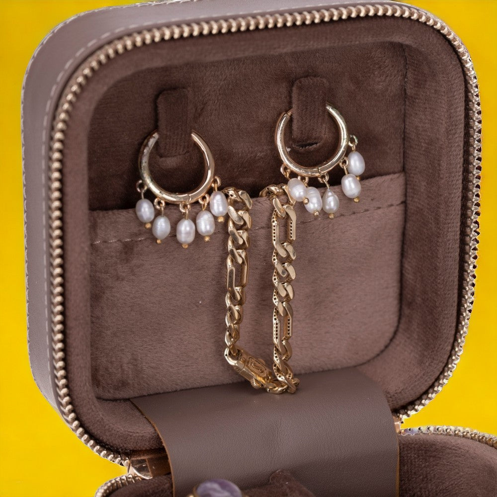 Hakiki Deri, El Yapımı, Seyahat Boy Takı Organizer Kutusu, Mücevher Aksesuar Çantası, Küpe Kolye Yüzük Düzenleyici