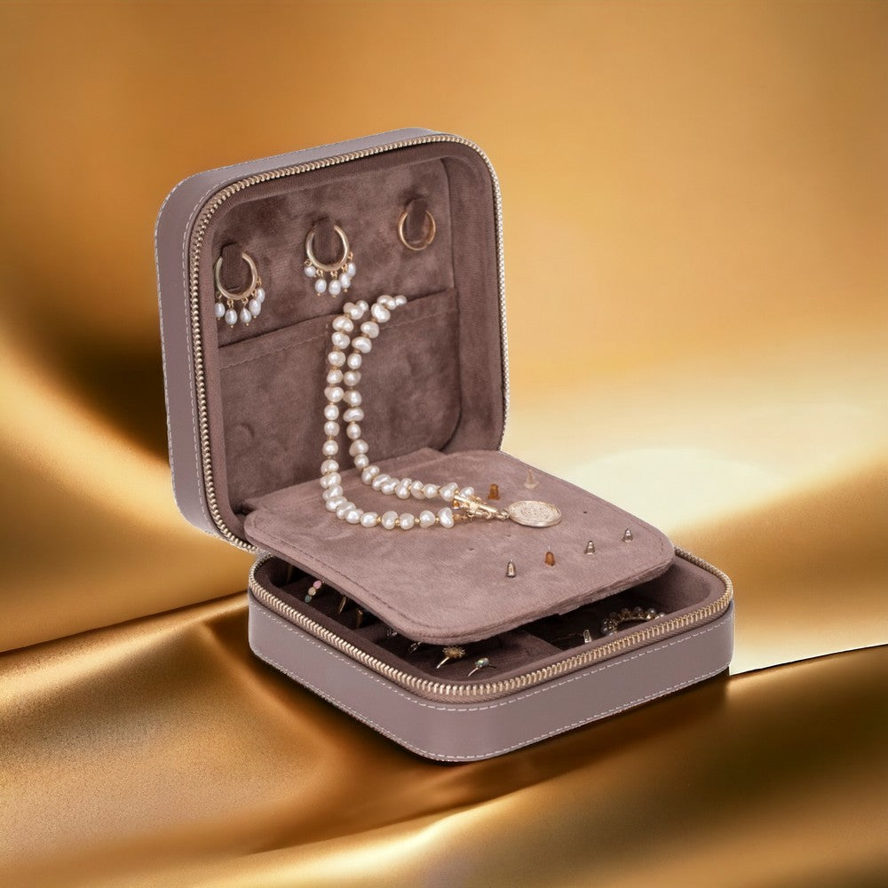 Hakiki Deri, El Yapımı, Seyahat Boy Takı Organizer Kutusu, Mücevher Aksesuar Çantası, Küpe Kolye Yüzük Düzenleyici