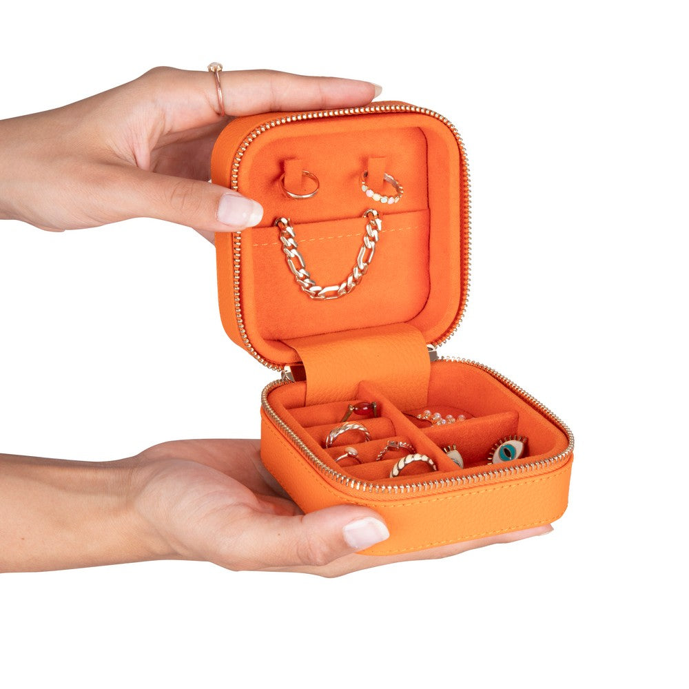 Gerçek Deri Seyahat Boy Takı Organizer Kutusu, Mücevher Aksesuar Çantası, Küpe Kolye Yüzük Düzenleyici