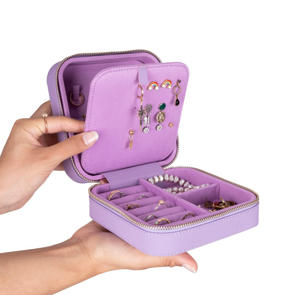 Gerçek Deri Seyahat Boy Takı Organizer Kutusu, Mücevher Aksesuar Çantası, Küpe Kolye Yüzük Düzenleyici