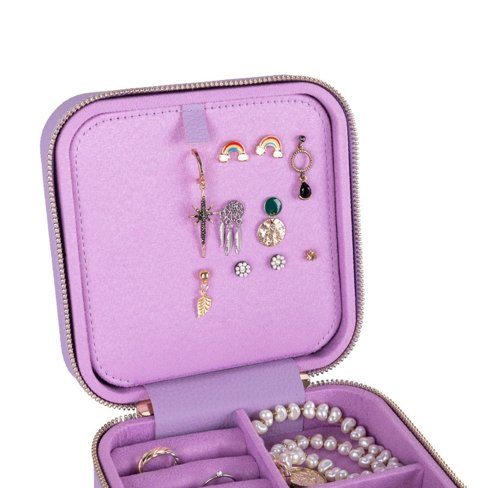 Gerçek Deri Seyahat Boy Takı Organizer Kutusu, Mücevher Aksesuar Çantası, Küpe Kolye Yüzük Düzenleyici