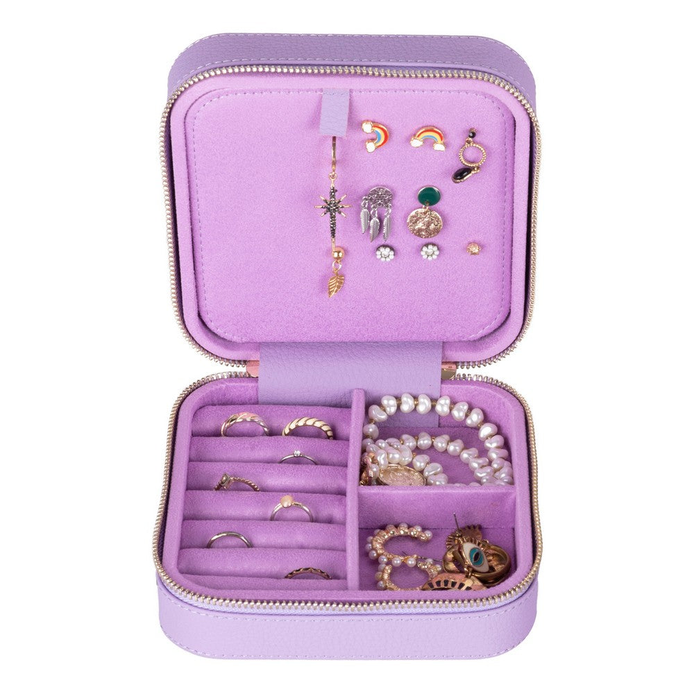 Gerçek Deri Seyahat Boy Takı Organizer Kutusu, Mücevher Aksesuar Çantası, Küpe Kolye Yüzük Düzenleyici