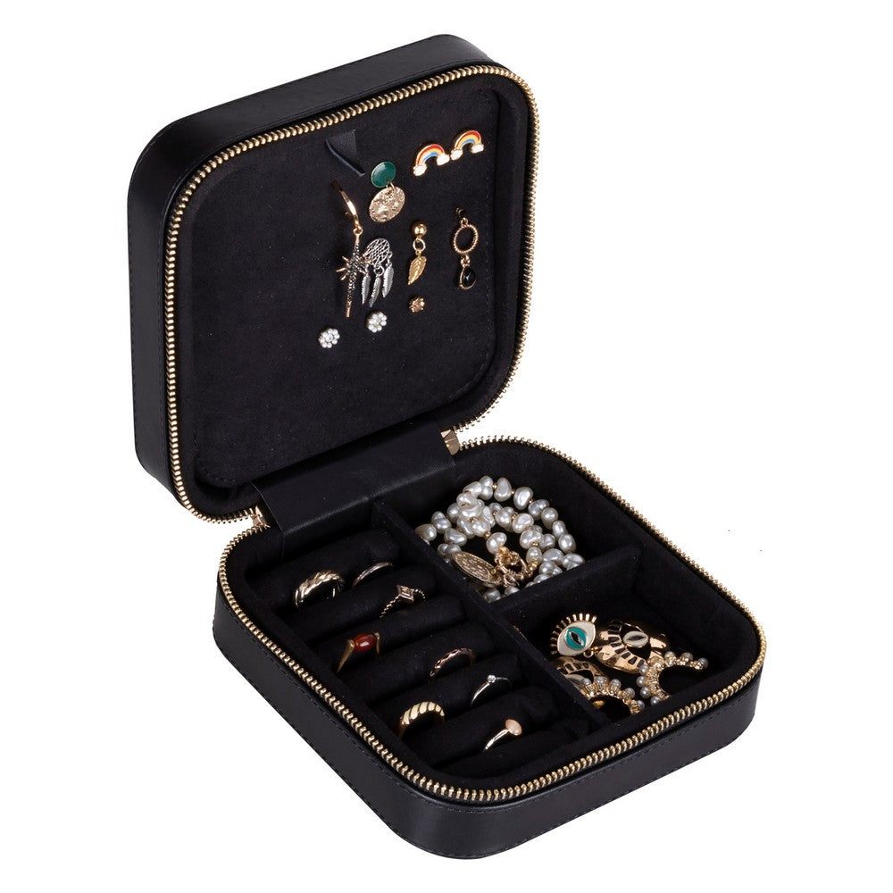 Gerçek Deri Seyahat Boy Takı Organizer Kutusu, Mücevher Aksesuar Çantası, Küpe Kolye Yüzük Düzenleyici