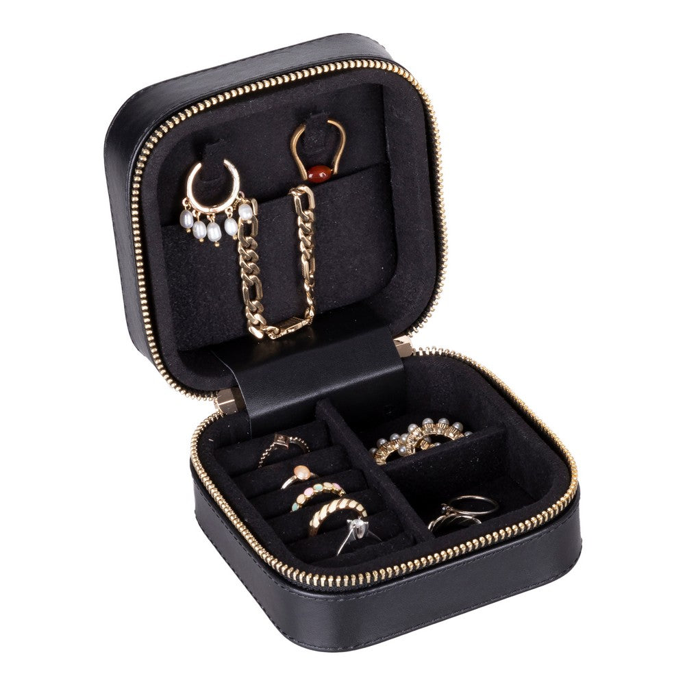 Gerçek Deri Seyahat Boy Takı Organizer Kutusu, Mücevher Aksesuar Çantası, Küpe Kolye Yüzük Düzenleyici