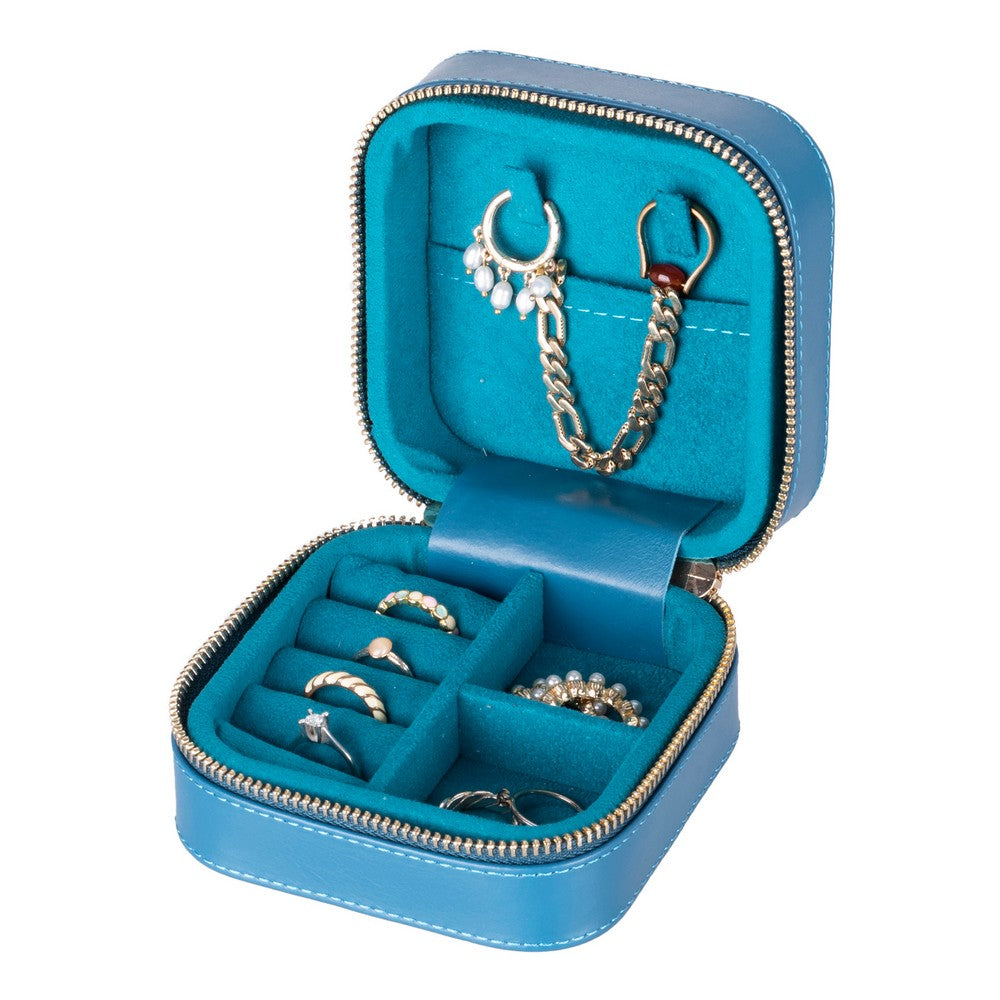 Gerçek Deri Seyahat Boy Takı Organizer Kutusu, Mücevher Aksesuar Çantası, Küpe Kolye Yüzük Düzenleyici