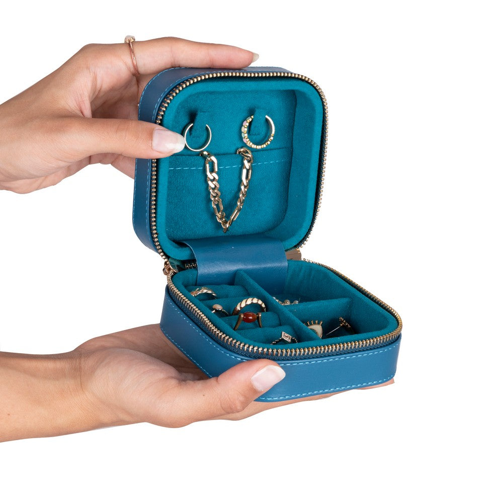 Gerçek Deri Seyahat Boy Takı Organizer Kutusu, Mücevher Aksesuar Çantası, Küpe Kolye Yüzük Düzenleyici