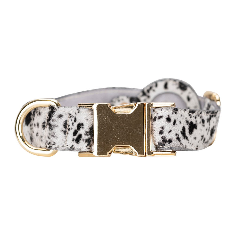 Hakiki Deri, El Yapımı, Apple Airtag Yuvalı Köpek Tasması, 34-50cm Ayarlanabilir Ölçü, Leopar Baskılı