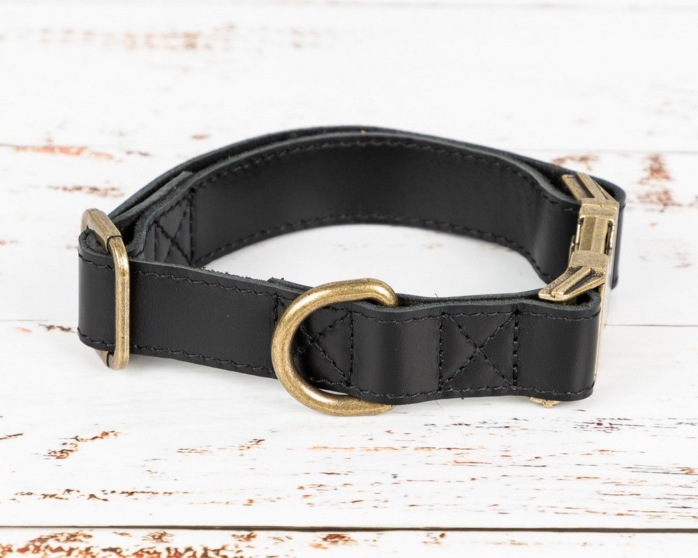 Hakiki Deri, El Yapımı Köpek Tasması, 34-50cm Ayarlanabilir Ölçü, Rustik Siyah
