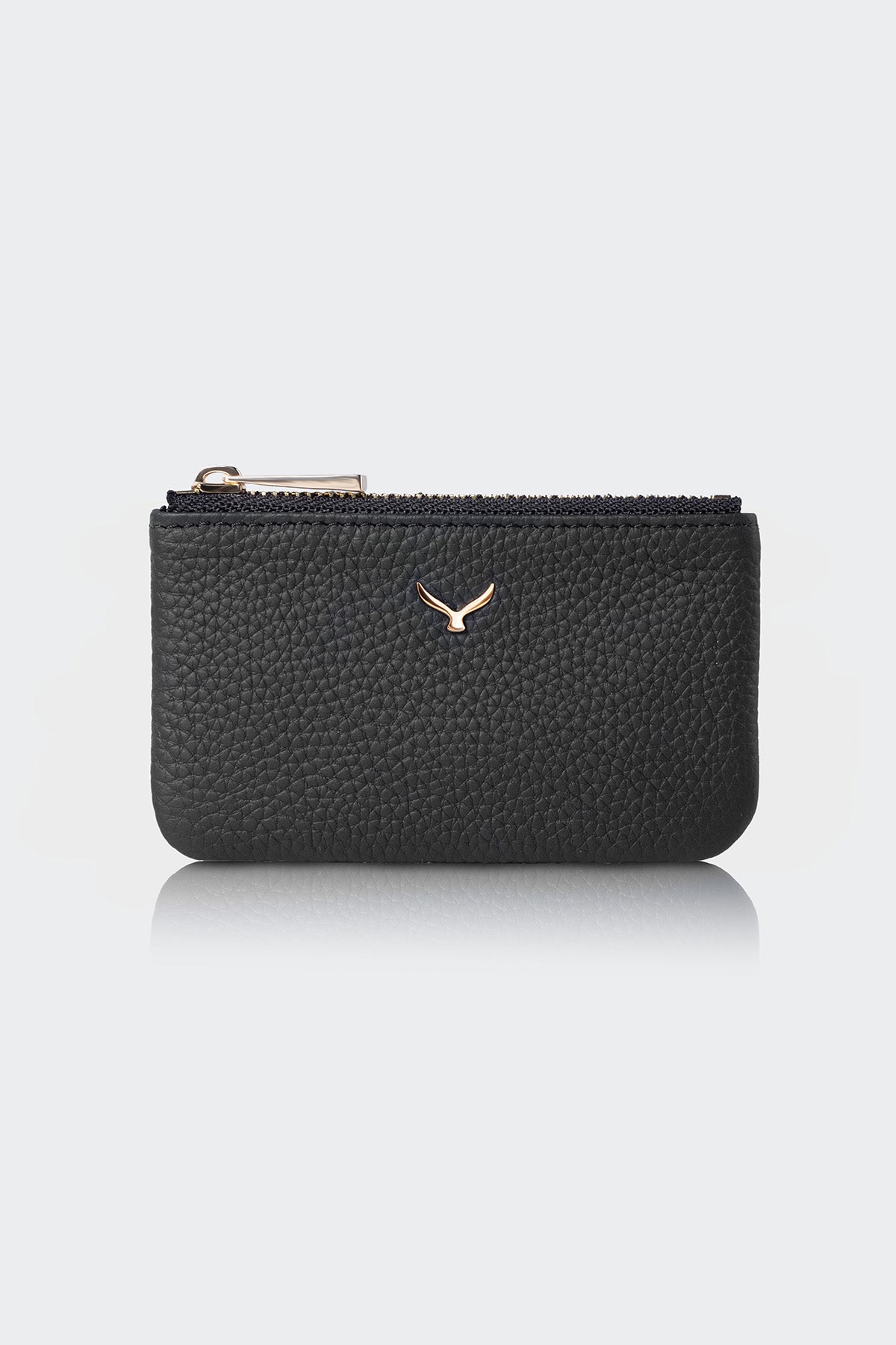 Hakiki Deri, El Yapımı, Bozuk Para Cüzdanı, Altın Renk Fermuar, 3002 Siyah