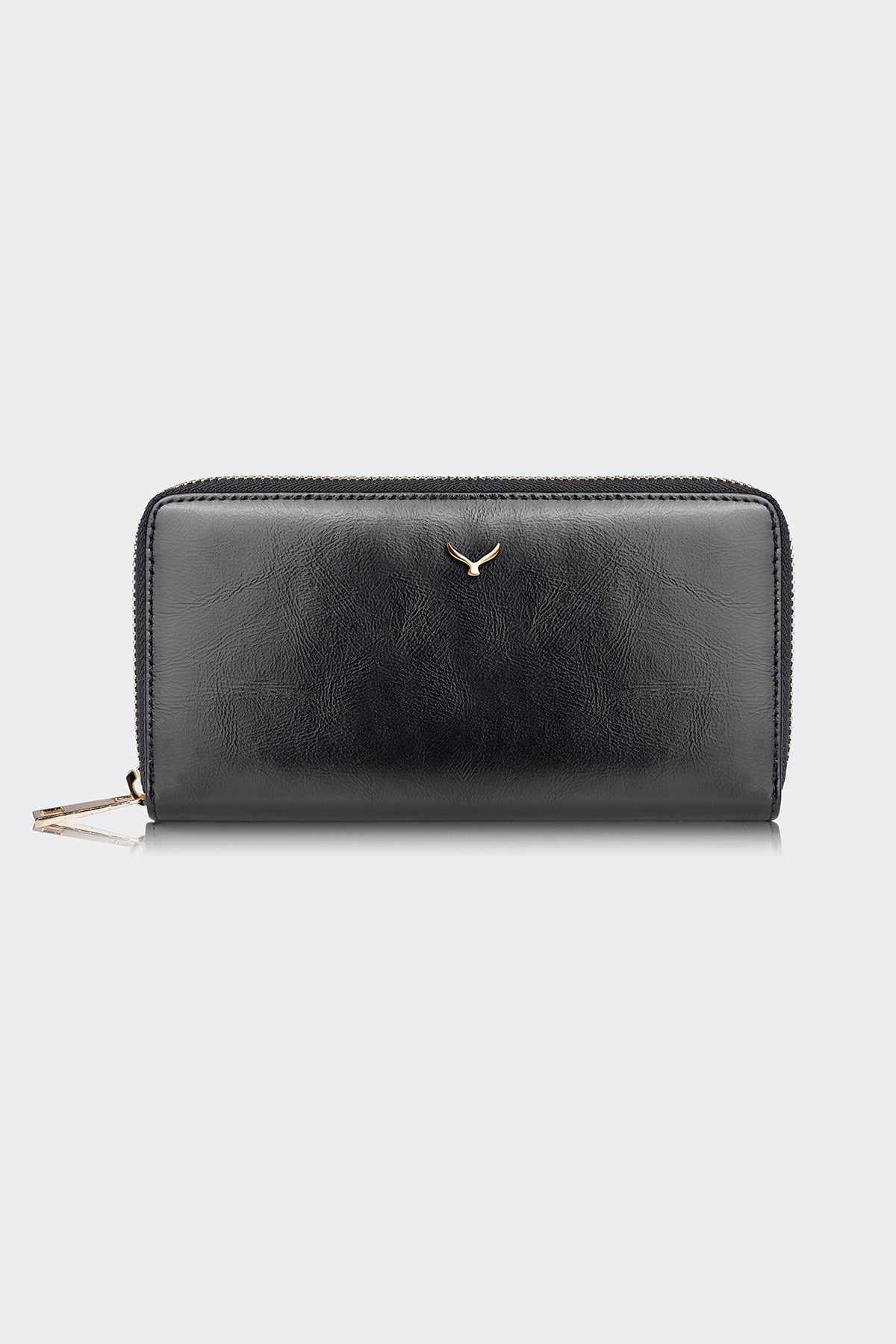 Hakiki Deri, El Yapımı, Kadın Cüzdan, Fermuarlı, 12 Kart Yuvalı, 5111 Siyah