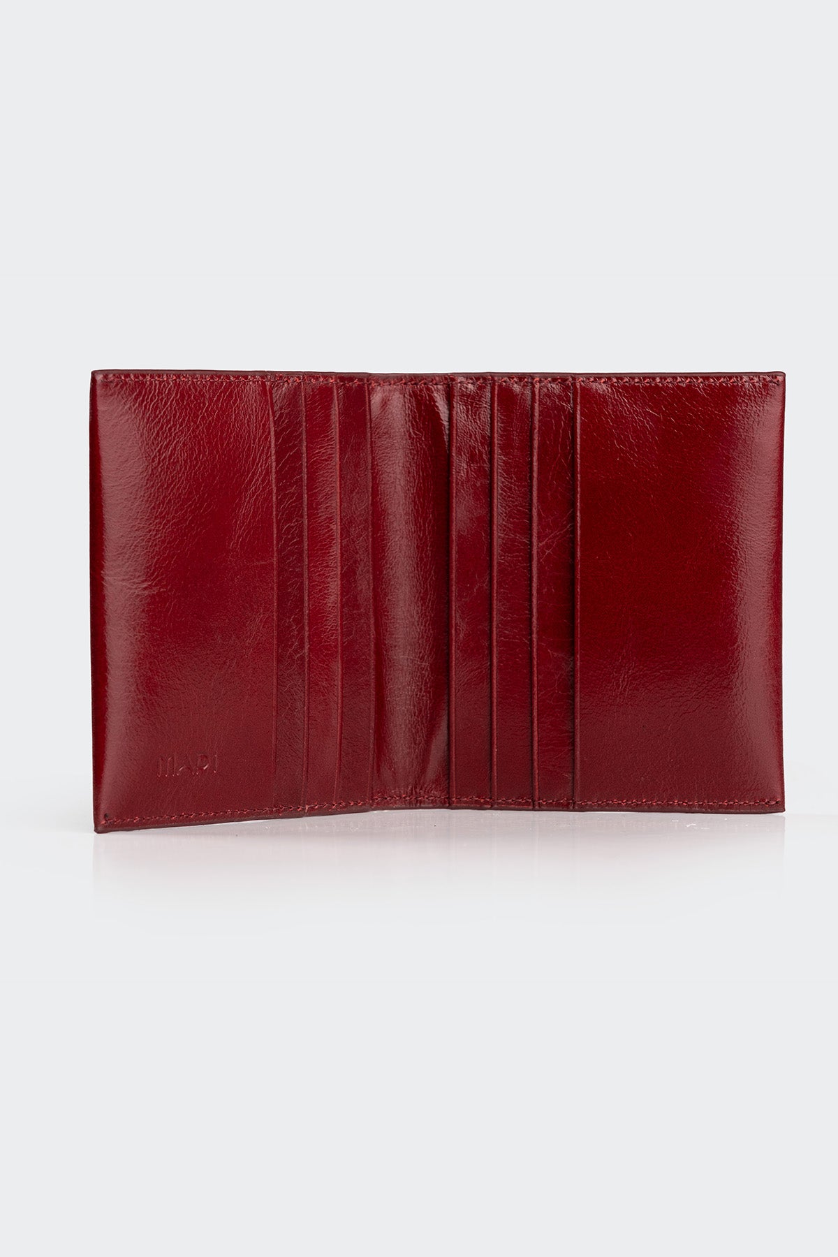 Hakiki Deri, El Yapımı, Kadın Kartlık, 4 Kart Yuvalı, 5501 Koyu Kırmızı