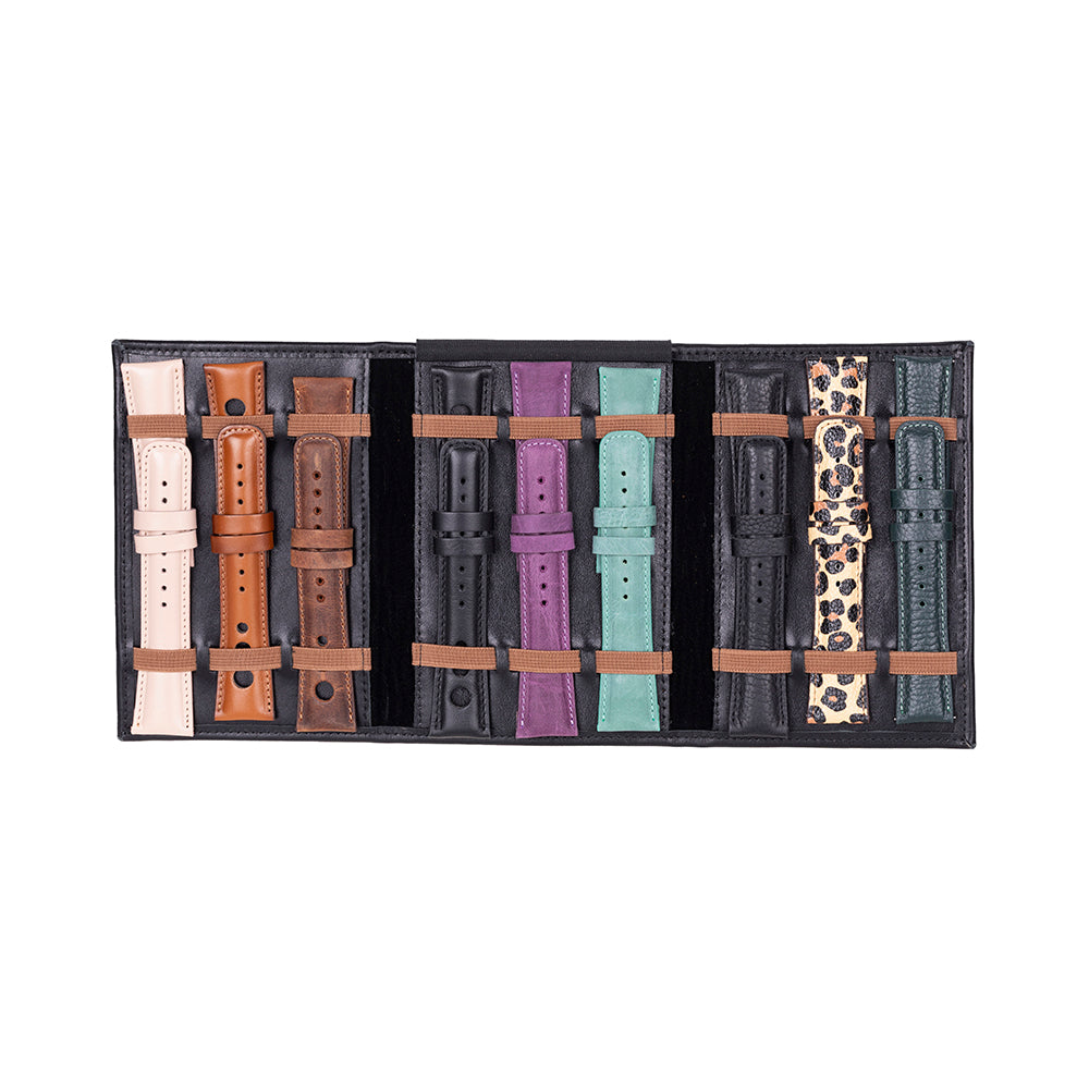 Hakiki Deri, El Yapımı, Saat Kordonu Taşıma Çantası, Kömür Siyah