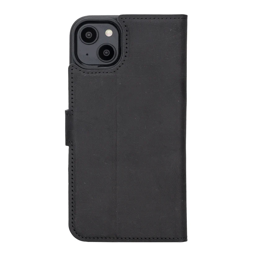 iPhone 14 Plus Uyumlu Manyetik Hakiki Deri Cüzdan Kılıf ,Cüzdan Taşımaya Son, Kredi Kart Yuvalı