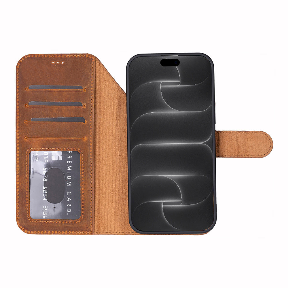 iPhone 18 Pro / 17 Pro Uyumlu Mag-Safe Hakiki Deri Cüzdan Kılıf ,Cüzdan Taşımaya Son, Kredi Kart Yuvalı, RFID Güvenlik