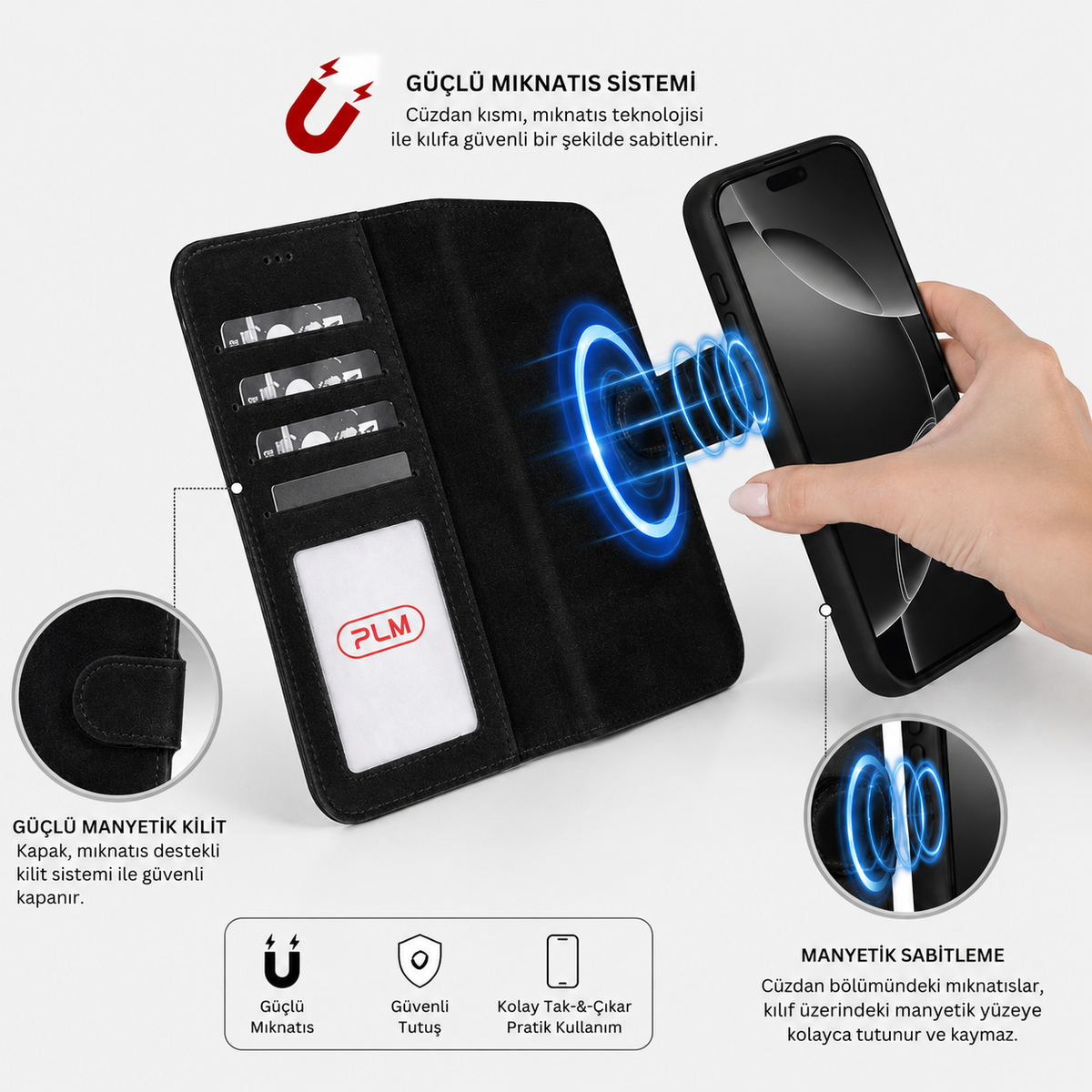 iPhone 18 ProMax / 17 Pro Max Uyumlu Mag-Safe Hakiki Deri Cüzdan Kılıf ,Cüzdan Taşımaya Son, Kredi Kart Yuvalı, RFID Güvenlik