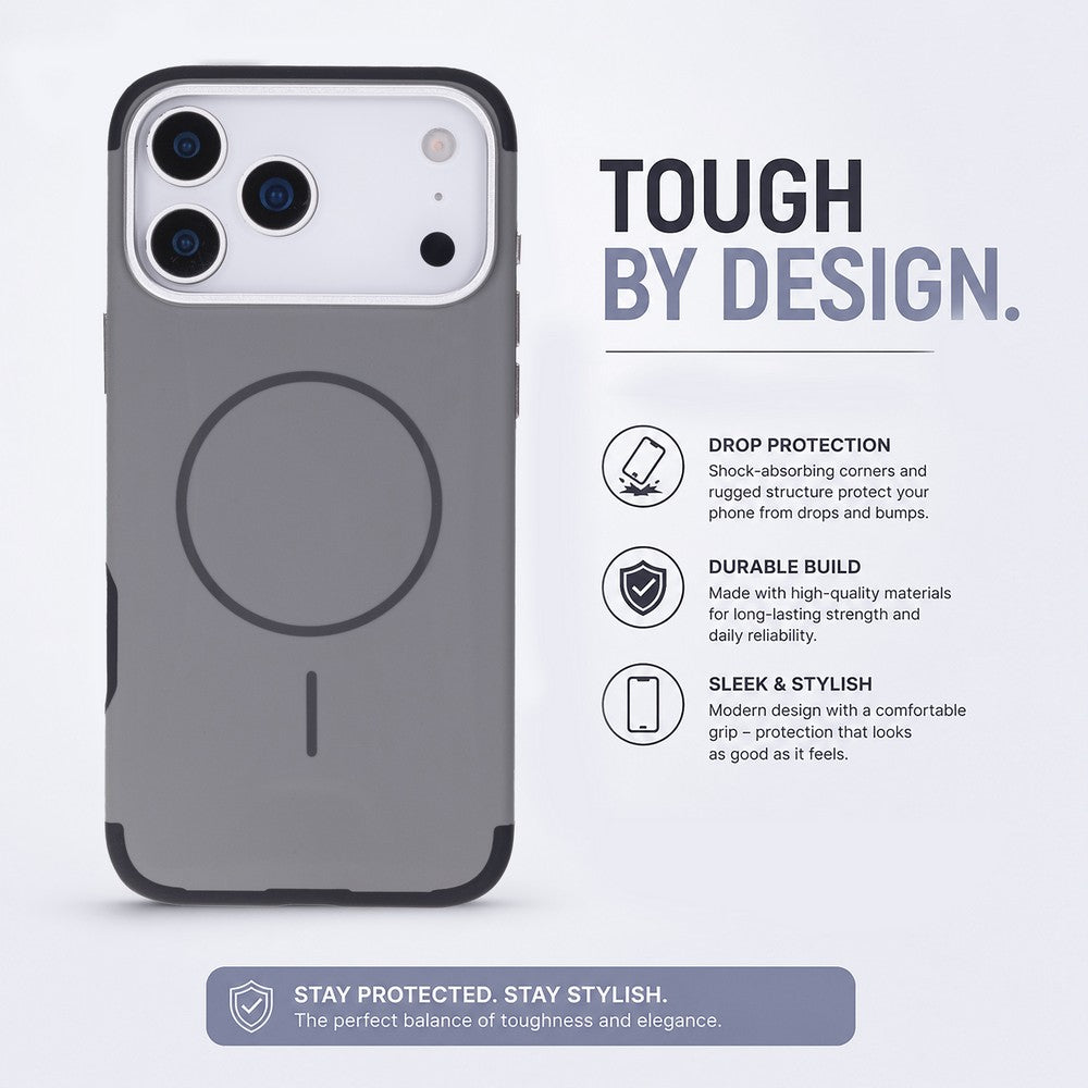 Koen iPhone 17 Pro Uyumlu MagSafe Kılıf – Kablosuz Şarj Destekli, Köşe Koruma Darbe Emici, Şeffaf Mat Premium Telefon Kılıfı, Gri