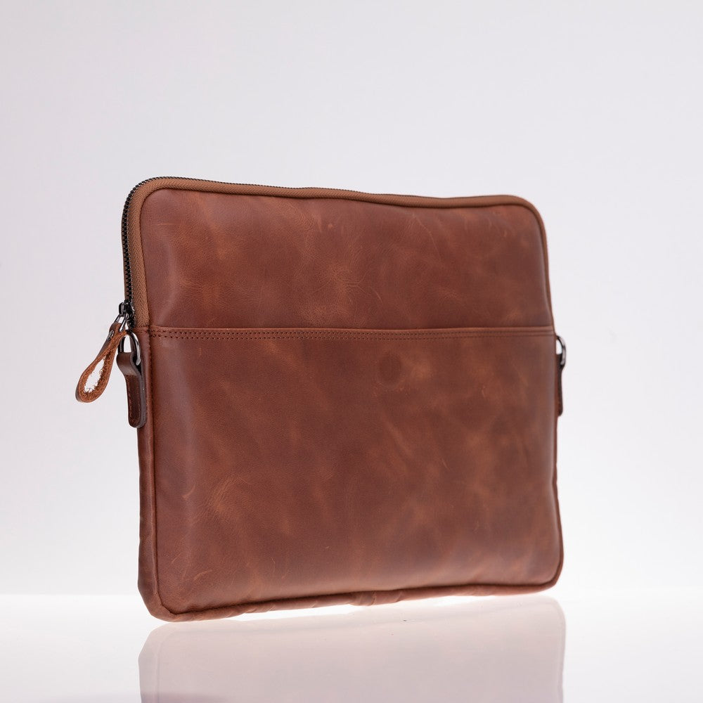 Leeds 14 inç MacBook Ve Pc Uyumlu, Hakiki Deri, El Yapımı Kılıf, Karamel