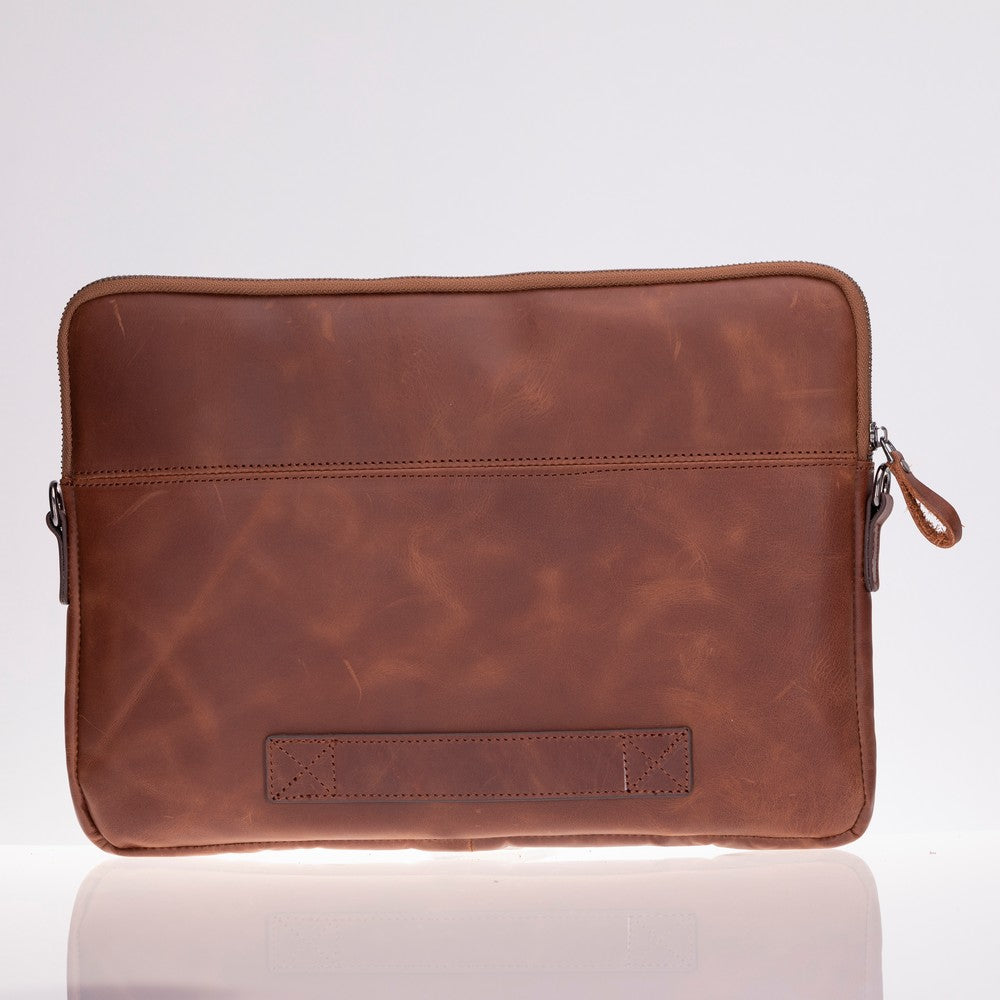 Leeds 14 inç MacBook Ve Pc Uyumlu, Hakiki Deri, El Yapımı Kılıf, Karamel