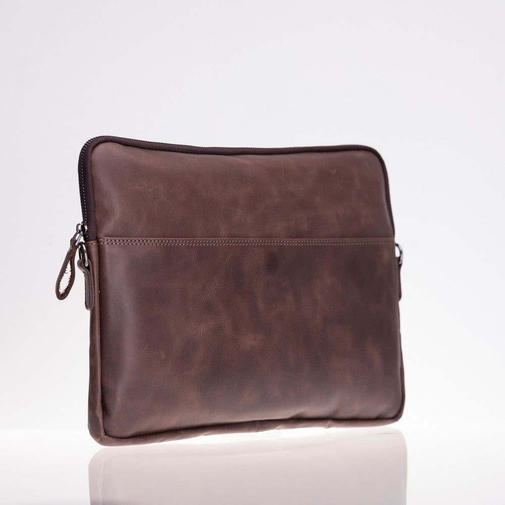 Leeds 16 inç MacBook Ve Pc Uyumlu, Hakiki Deri, El Yapımı Kılıf, Antik Kahve