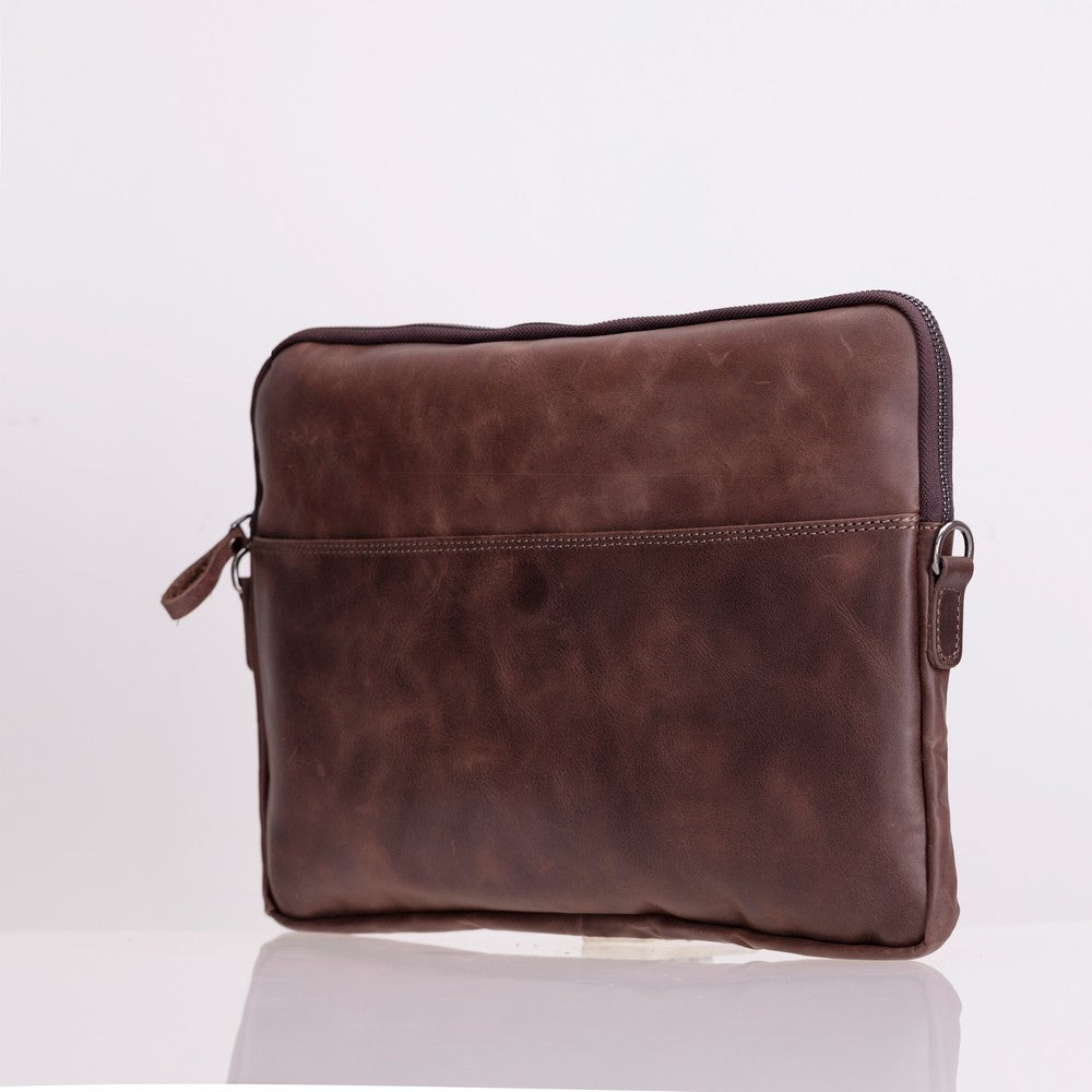 Leeds 16 inç MacBook Ve Pc Uyumlu, Hakiki Deri, El Yapımı Kılıf, Antik Kahve