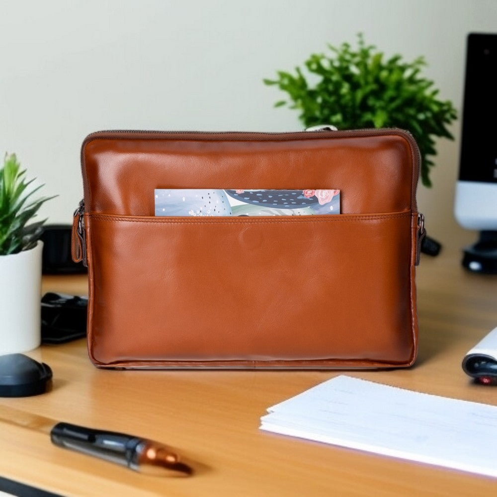 Leeds 16 inç MacBook Ve Pc Uyumlu, Hakiki Deri, El Yapımı Kılıf, Gölgeli Taba