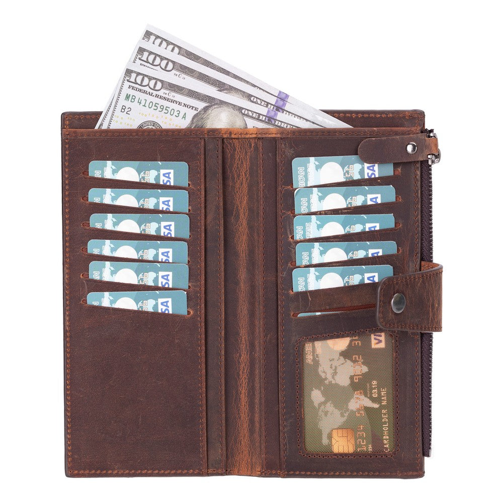 Lozan Hakiki Deri, El Yapımı, Telefon Bölmeli, Kadın Cüzdan, Antik Kahve