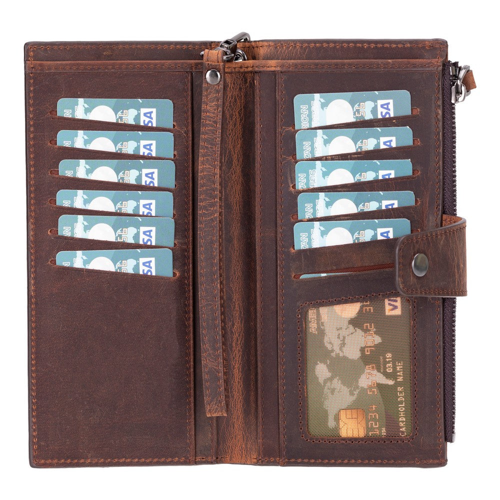 Lozan Hakiki Deri, El Yapımı, Telefon Bölmeli, Kadın Cüzdan, Antik Kahve