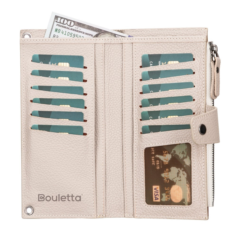 Lozan Hakiki Deri, El Yapımı, Telefon Bölmeli, Kadın Askılı Cüzdan, ERC3 Bej