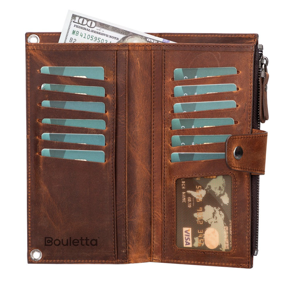 Lozan Hakiki Deri, El Yapımı, Telefon Bölmeli, Kadın Askılı Cüzdan, Antik Kahve