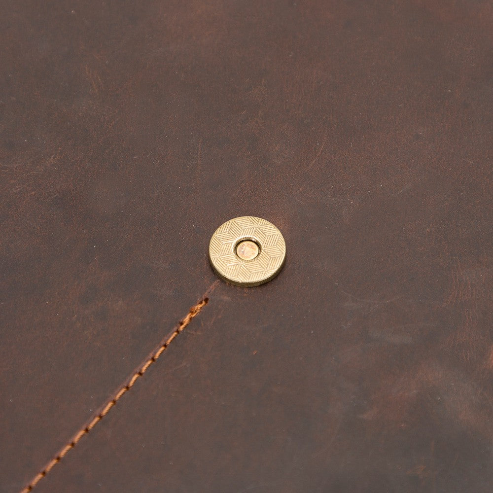 Mac Sleeve 13-14 inç MacBook uyumlu, Hakiki Deri, El Yapımı Kılıf, Antik Kahve