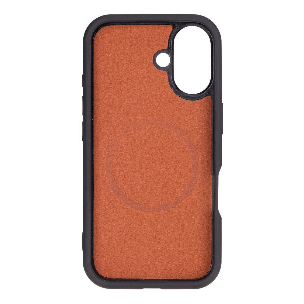 Cüzdan Taşıma Derdi Olmadan – iPhone 16 Pro Uyumlu Hakiki Deri El Yapımı Kart Yuvalı Kılıf (Gölgeli Kırmızı)