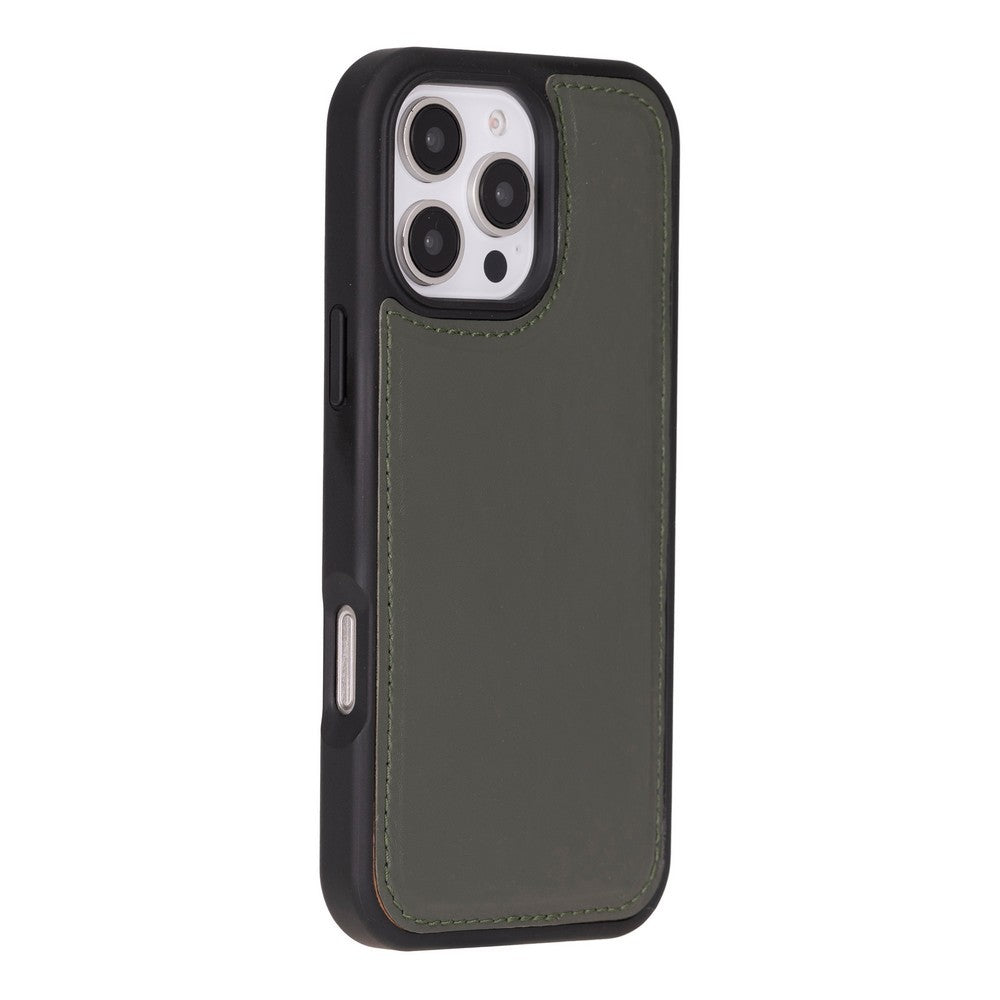 Cüzdan Taşıma Derdi Olmadan – iPhone 16 Pro Max Uyumlu Hakiki Deri El Yapımı Kart Yuvalı Kılıf (Pastel Yeşil)