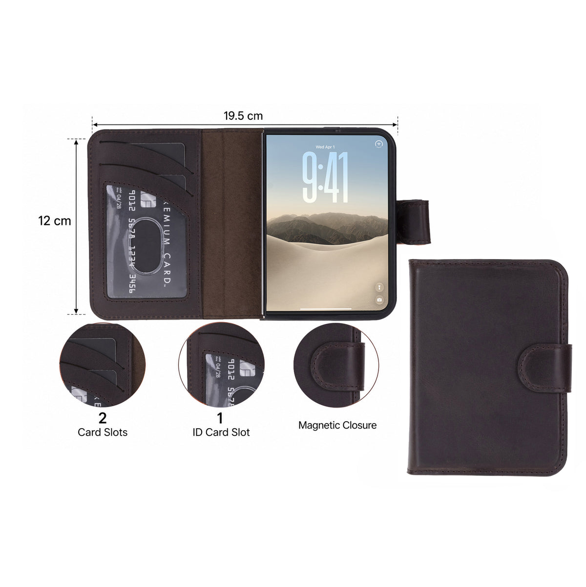 iPhone Duo Uyumlu Mag-Safe Hakiki Deri Cüzdan Kılıf ,Cüzdan Taşımaya Son, Kredi Kart Yuvalı, RFID Güvenlik