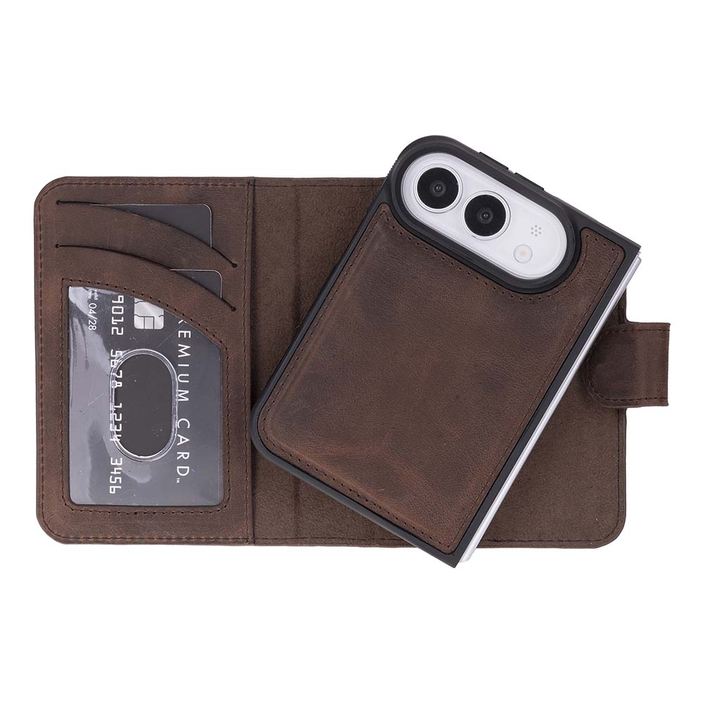 iPhone Duo Uyumlu Mag-Safe Hakiki Deri Cüzdan Kılıf ,Cüzdan Taşımaya Son, Kredi Kart Yuvalı, RFID Güvenlik