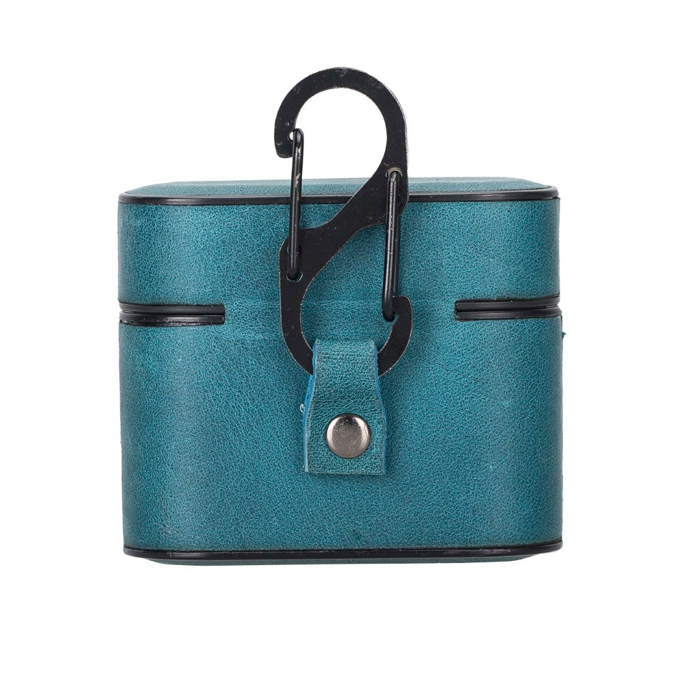 Casquet Apple AirPods 3.nesil uyumlu, Hakiki Deri, El Yapımı Kılıf, AA32 Mavi