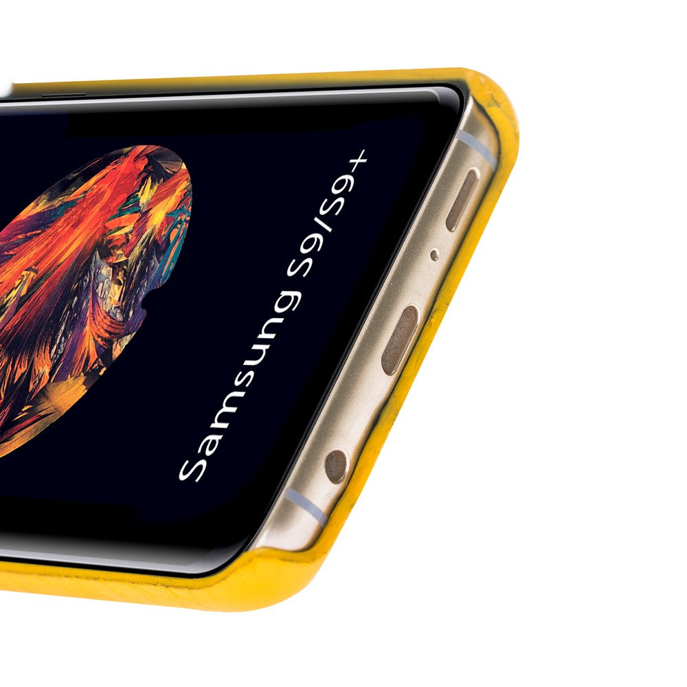 Samsung Galaxy S9 Plus Uyumlu Deri Arka Kapak MN-UJ FL12 Sarı
