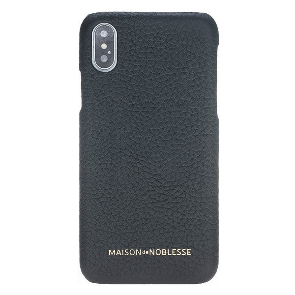 Apple iPhone X-XS Uyumlu Deri Arka Kapak MN-UJ ERC1 Siyah