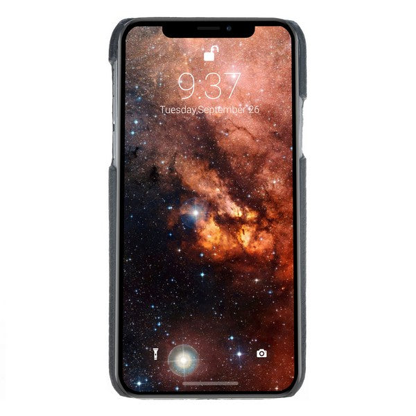 Apple iPhone X-XS Uyumlu Deri Arka Kapak MN-UJ ERC1 Siyah
