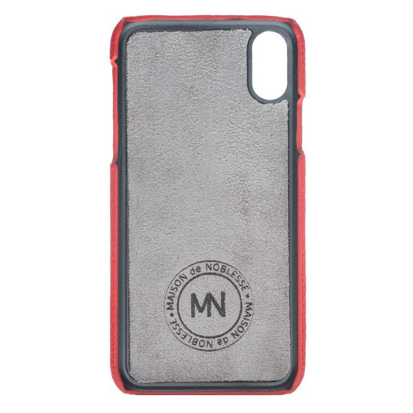 Apple iPhone X-XS Uyumlu Deri Arka Kapak MN-UJ ERC2 Kırmızı