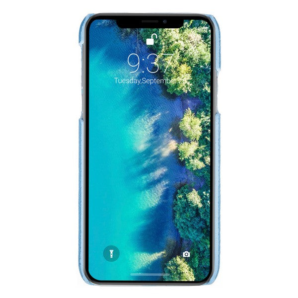 Apple iPhone X-XS Uyumlu Deri Arka Kapak MN-UJ ERC8 Mavi