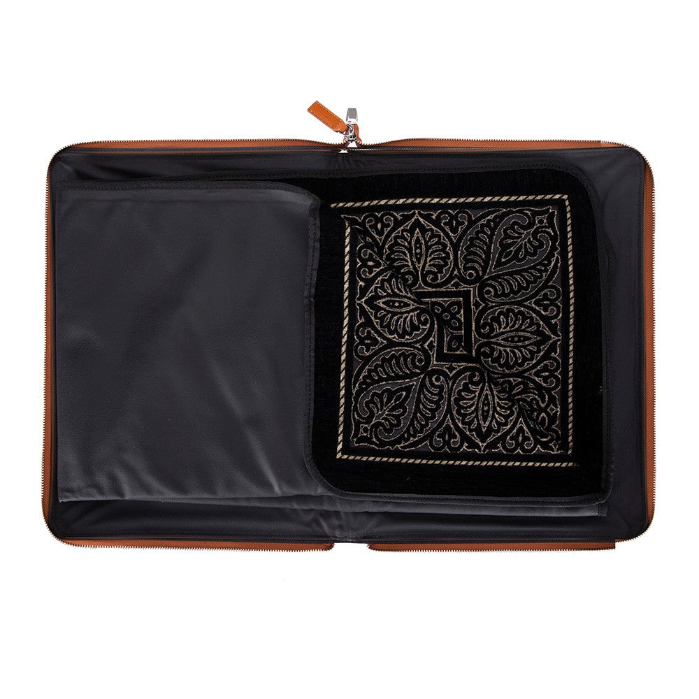 MIRAJ – Deri Kılıflı Taşınabilir Lüks Seccade - Tan Rengi Deri